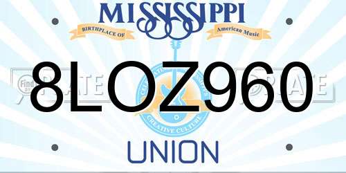 8LOZ960 Mississippi License Plate