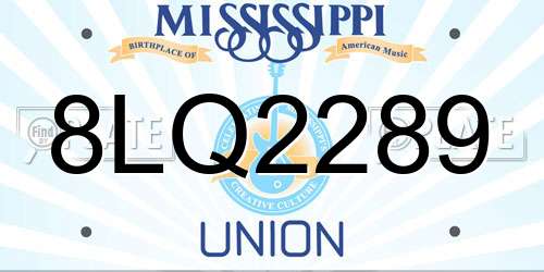 8LQ2289 Mississippi License Plate