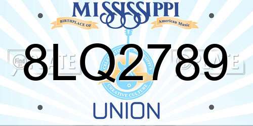 8LQ2789 Mississippi License Plate