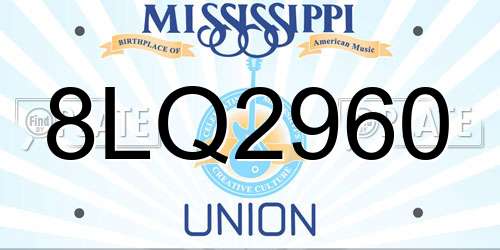 8LQ2960 Mississippi License Plate