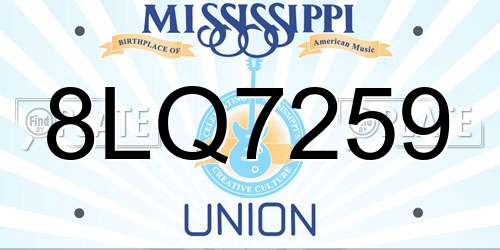 8LQ7259 Mississippi License Plate