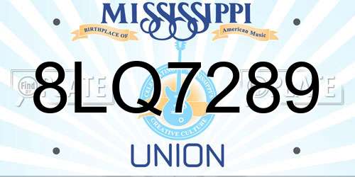 8LQ7289 Mississippi License Plate
