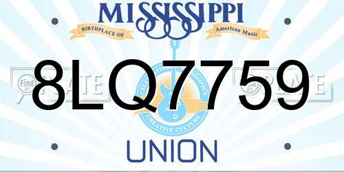 8LQ7759 Mississippi License Plate