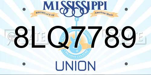 8LQ7789 Mississippi License Plate