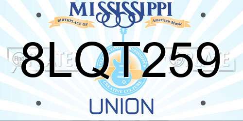 8LQT259 Mississippi License Plate