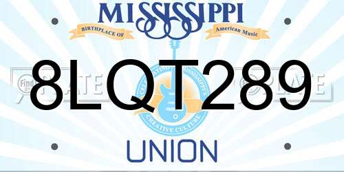 8LQT289 Mississippi License Plate