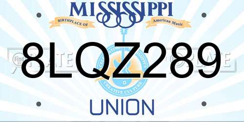 8LQZ289 Mississippi License Plate