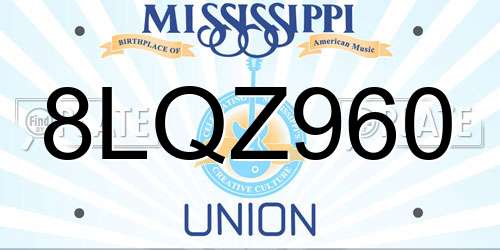 8LQZ960 Mississippi License Plate