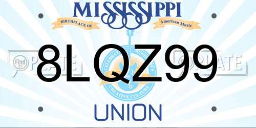 8LQZ99 Mississippi License Plate