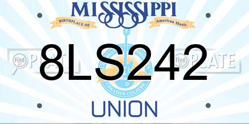 8LS242 Mississippi License Plate