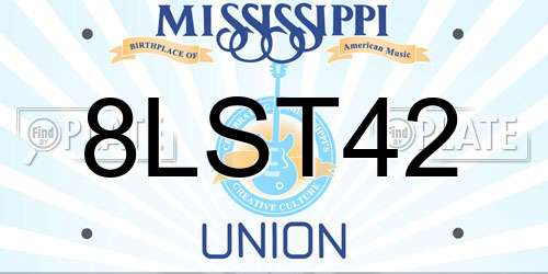 8LST42 Mississippi License Plate