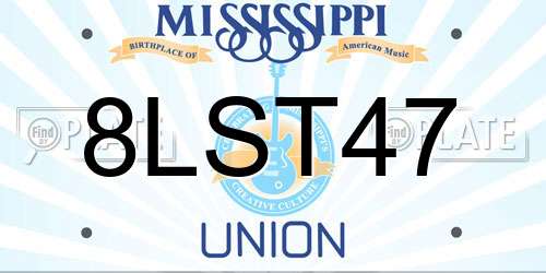 8LST47 Mississippi License Plate