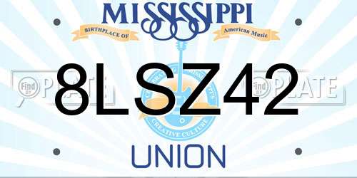 8LSZ42 Mississippi License Plate