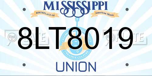 8LT8019 Mississippi License Plate