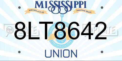 8LT8642 Mississippi License Plate