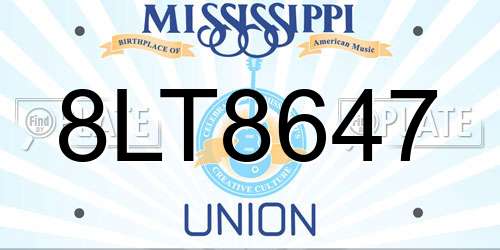 8LT8647 Mississippi License Plate
