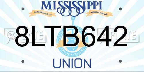8LTB642 Mississippi License Plate