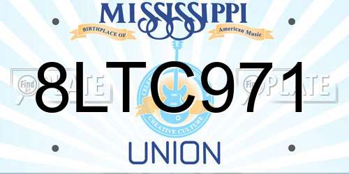 8LTC971 Mississippi License Plate