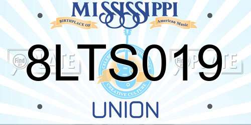 8LTS019 Mississippi License Plate