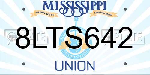 8LTS642 Mississippi License Plate