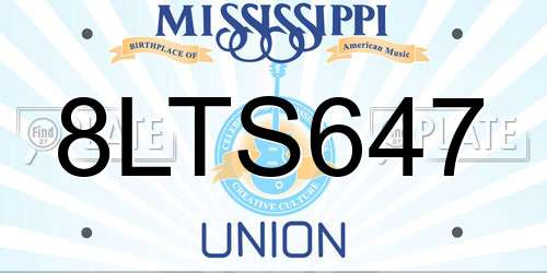 8LTS647 Mississippi License Plate