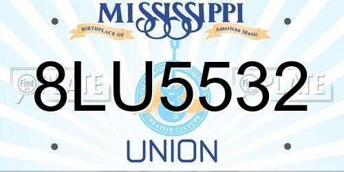 8LU5532 Mississippi License Plate