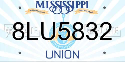 8LU5832 Mississippi License Plate