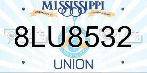 8LU8532 Mississippi License Plate