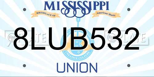 8LUB532 Mississippi License Plate