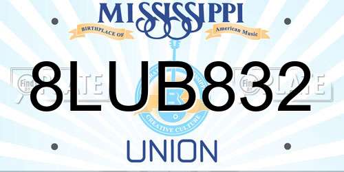 8LUB832 Mississippi License Plate