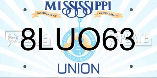 8LUO63 Mississippi License Plate