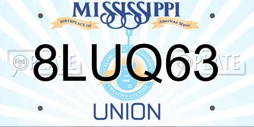 8LUQ63 Mississippi License Plate