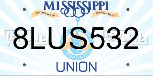 8LUS532 Mississippi License Plate
