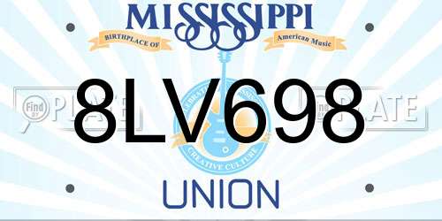 8LV698 Mississippi License Plate