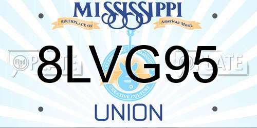 8LVG95 Mississippi License Plate