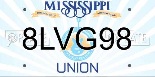8LVG98 Mississippi License Plate