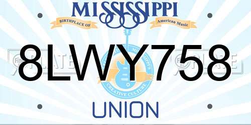 8LWY758 Mississippi License Plate