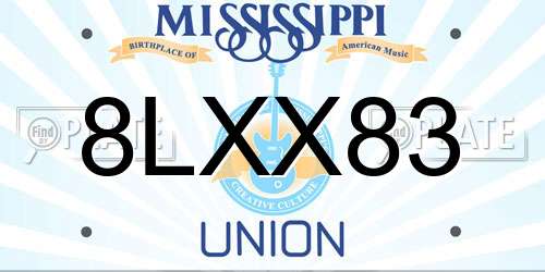 8LXX83 Mississippi License Plate