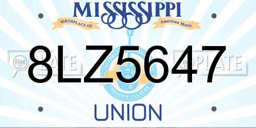 8LZ5647 Mississippi License Plate