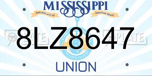 8LZ8647 Mississippi License Plate