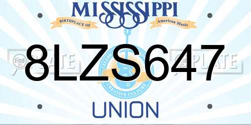 8LZS647 Mississippi License Plate