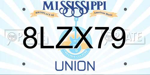 8LZX79 Mississippi License Plate