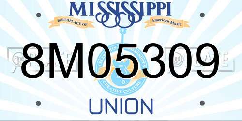 8M05309 Mississippi License Plate