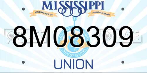 8M08309 Mississippi License Plate