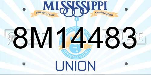 8M14483 Mississippi License Plate