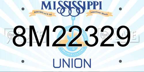 8M22329 Mississippi License Plate