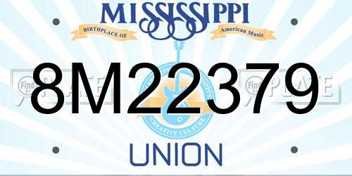 8M22379 Mississippi License Plate
