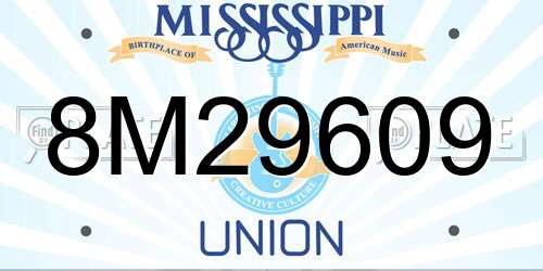 8M29609 Mississippi License Plate