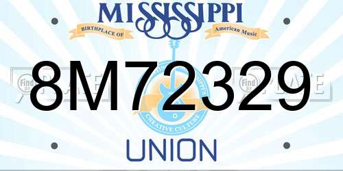 8M72329 Mississippi License Plate