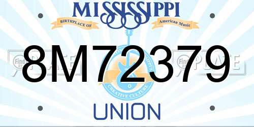 8M72379 Mississippi License Plate